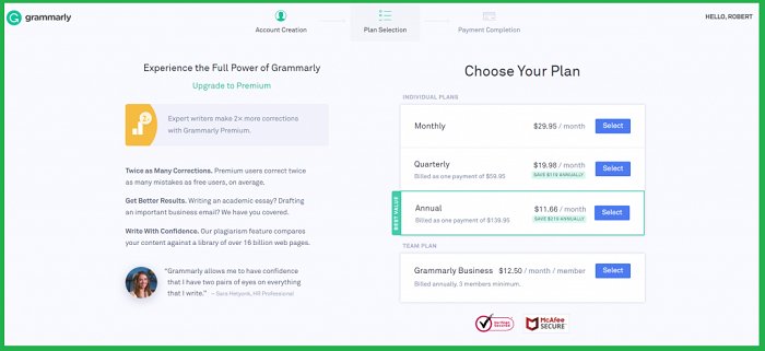 How to upgrade from Grammarly Free to Premium